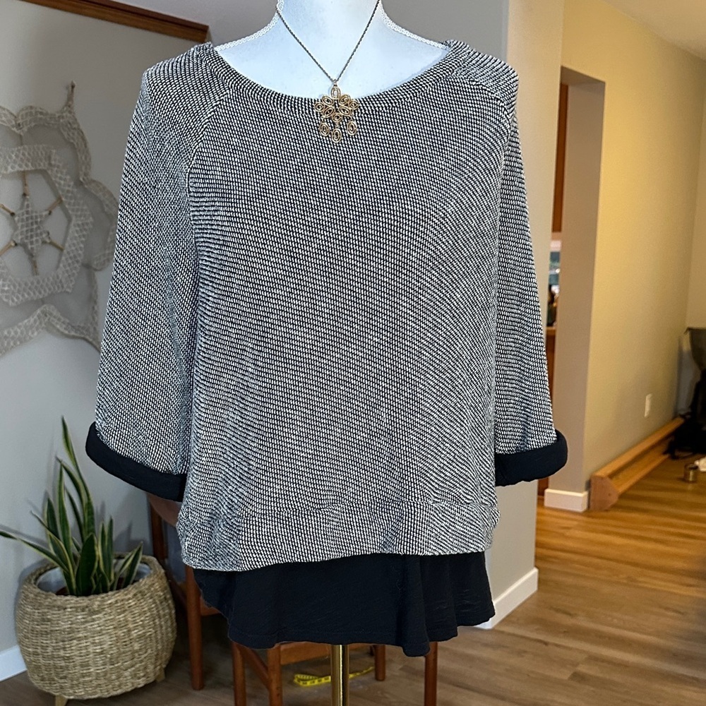 Joie Made in USA Cotton Blend Oversized Wide Neck Top